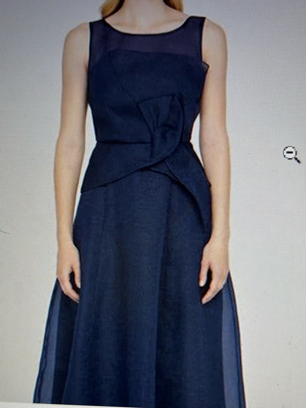 Sleeveless Navy Midi Dress with Pleated Waist Detail